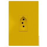 Conjunto Tomada 10a Vertical 4x2 - RECTA MOSTARDA SATIN FOSCO
